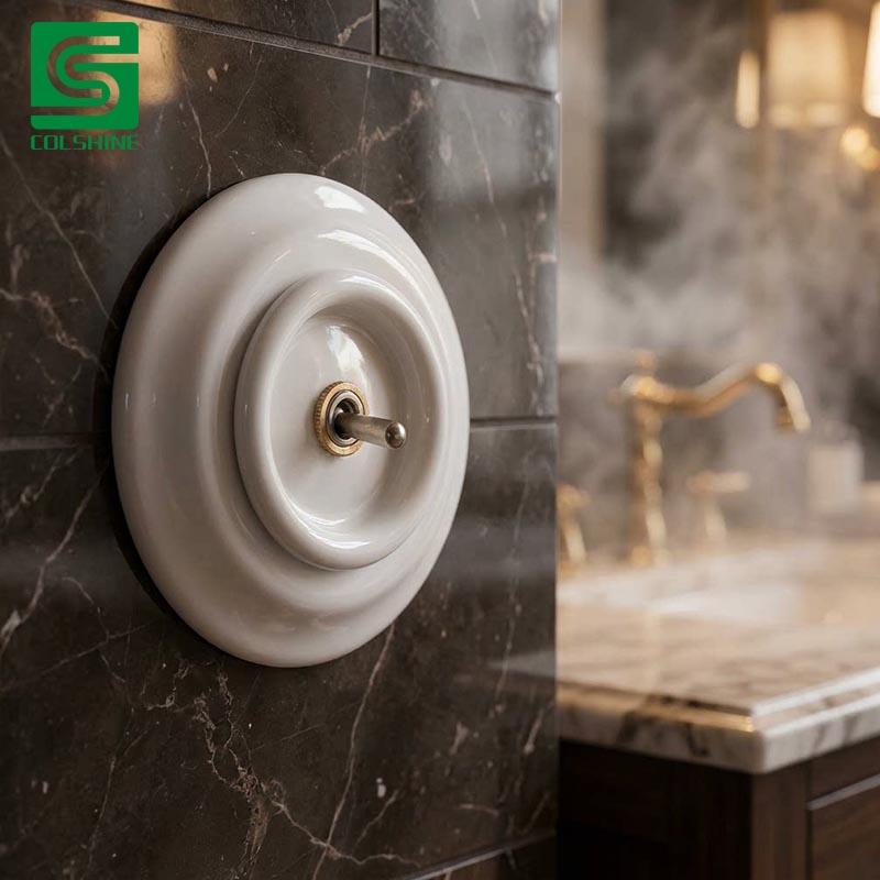Timeless Glossy Ceramic Toggle Switch for Elegant Wall Finishes