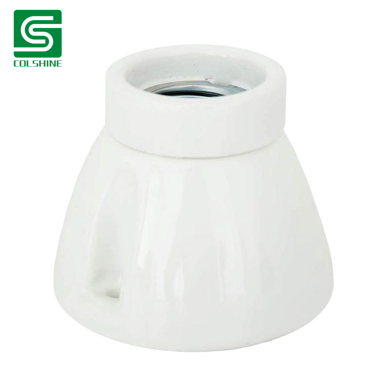 Antique White Ceramic Ceiling Socket – Vintage E27 Lamp Holder for Retro Home & Café Interiors